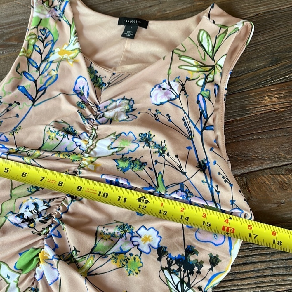 Halogen Floral Print Midi Dress - Beige and Green - Picture 10 of 11